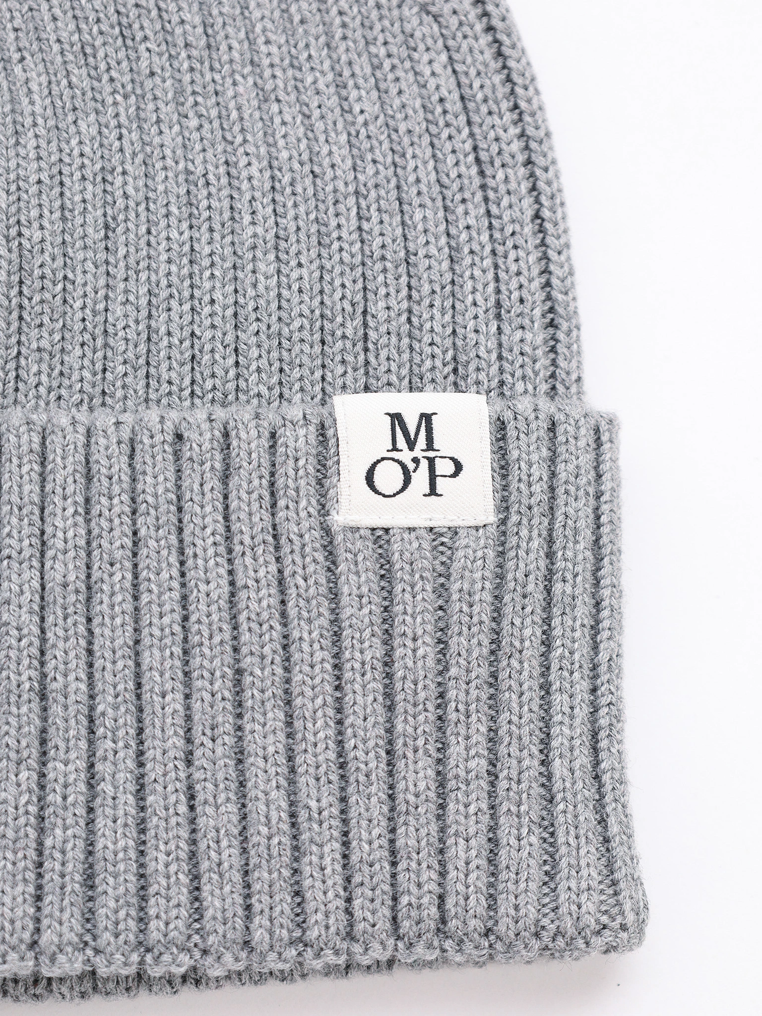 Шапка-бини серого цвета с отворотом из хлопка